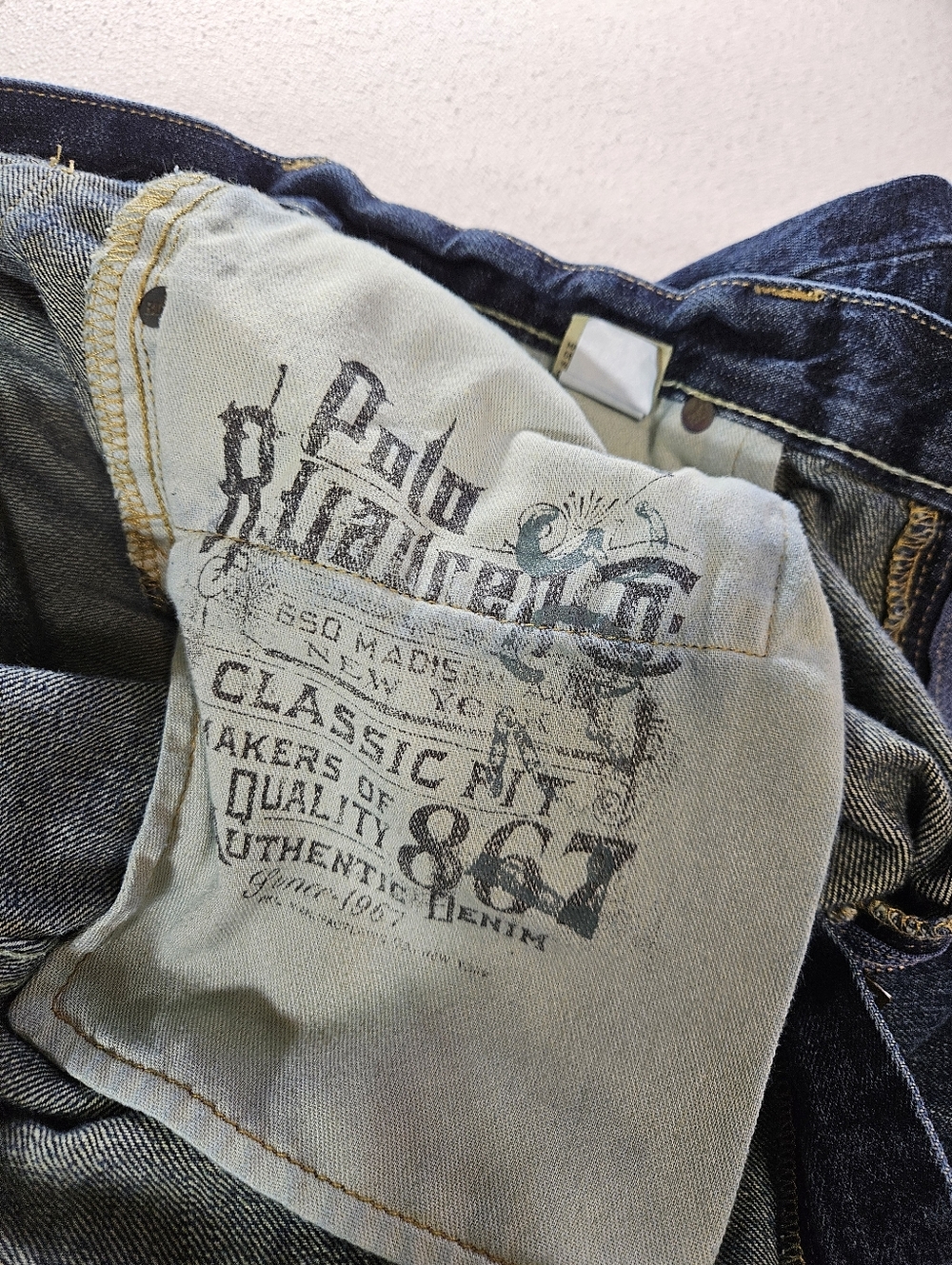 Polo Ralph Lauren 867 Jeans 38x32 Blue Classic Fit Denim - Picture 7 of 9